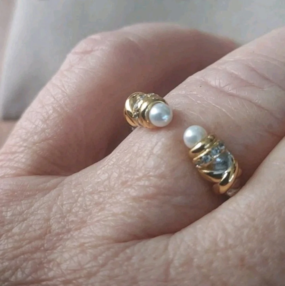 DY elegant simplicity ring pearls silver pave.8.
